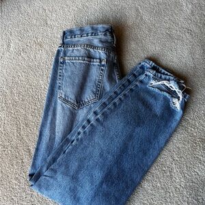Forever 21 Medium Wash Ripped Straight Boyfriend Jeans